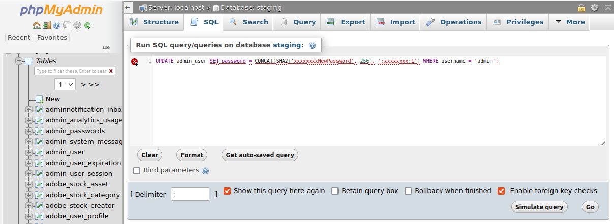 SQL query box 